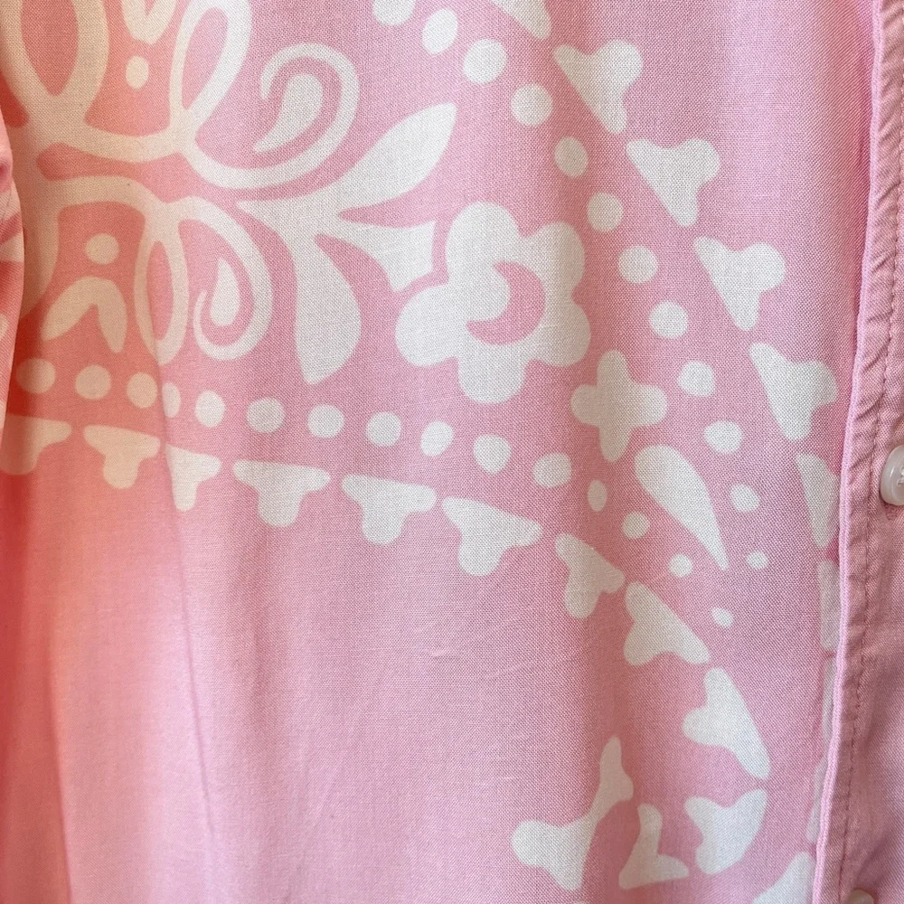 Men’s Brooklyn Cloth Pink Rayon Paisley Resort Short Sleeve Shirt Size S